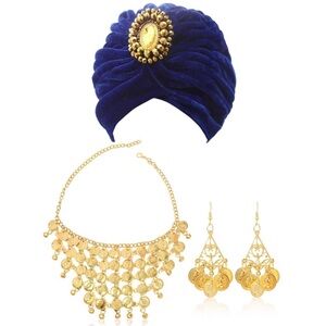 3 Pcs Fortune Teller Costume Accessoriess Twist Pleated Hair Wrap Necklace new